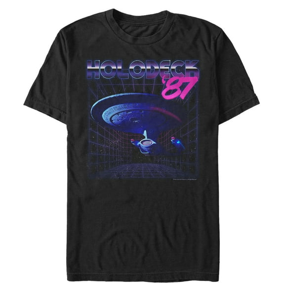 Men's Star Trek: The Next Generation Enterprise Retro Holodeck '87 Graphic Tee Black 2X Large