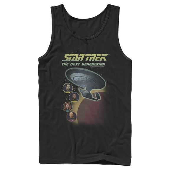 Men's Star Trek: The Next Generation Enterprise with Captain and Crew Portraits  Tank Top Black Large