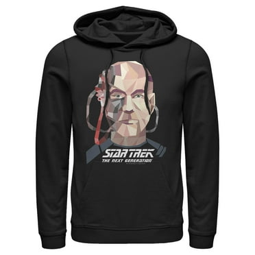 Men's Star Trek: The Next Generation Geometric Captain Jean Luc Picard Borg  Pull Over Hoodie Black X Large