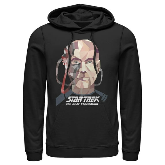 Men's Star Trek: The Next Generation Geometric Captain Jean Luc Picard Borg Pull Over Hoodie Black X Large