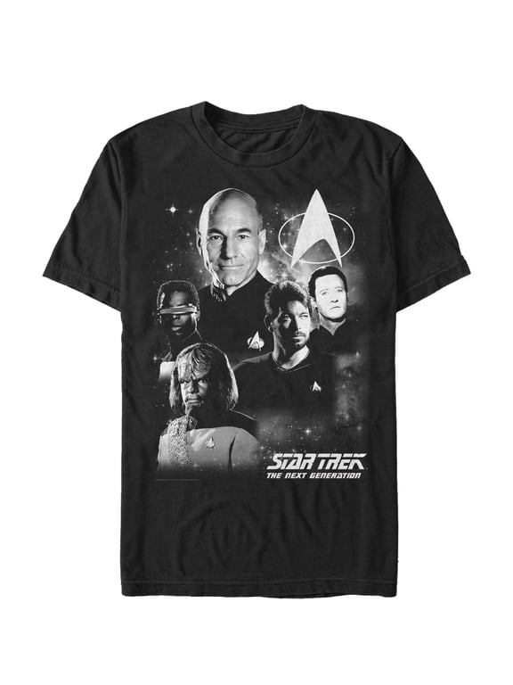 Men's Star Trek: The Next Generation Grayscale Starfleet Enterprise Crew Graphic Tee Black Small