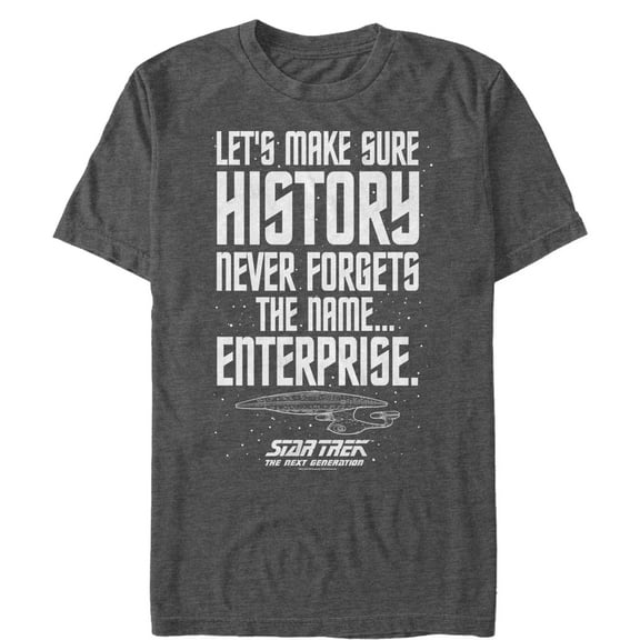 Men's Star Trek: The Next Generation Let's Make Sure History Never Forgets Enterprise Graphic Tee Charcoal Heather Medium