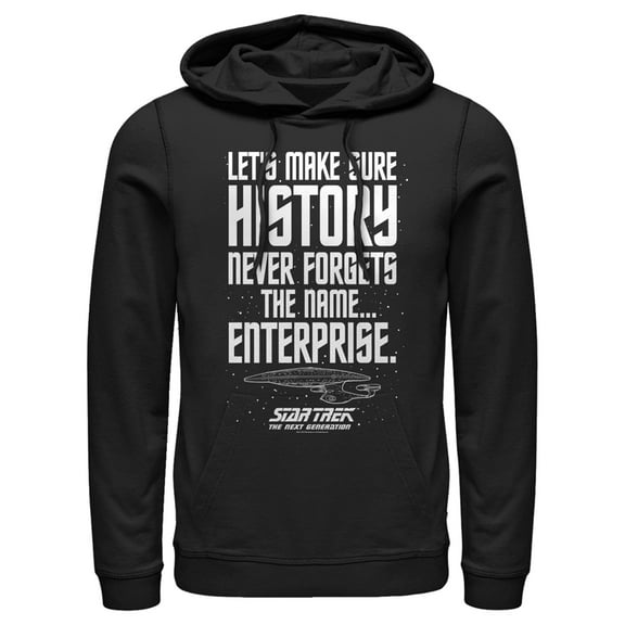 Men's Star Trek: The Next Generation Let's Make Sure History Never Forgets The USS Enterprise  Pull Over Hoodie Black Medium