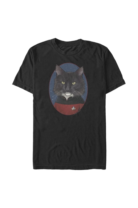 Men's Star Trek: The Next Generation Number One Commander William T Riker Cat Graphic Tee Black Large