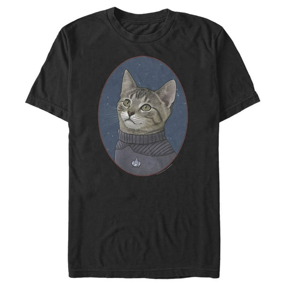 Men's Star Trek: The Next Generation Officer Wesley Crusher Cat  Graphic Tee Black 2X Large