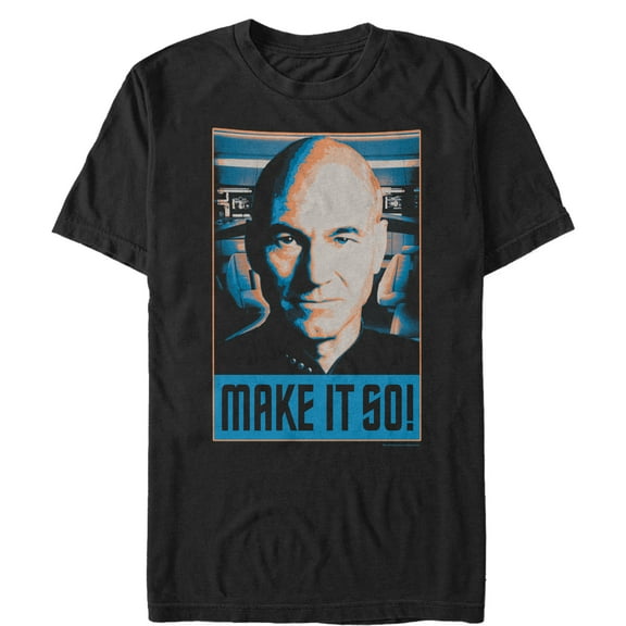 Men's Star Trek: The Next Generation Picard Bridge Make It So Frame  Graphic Tee Black Large