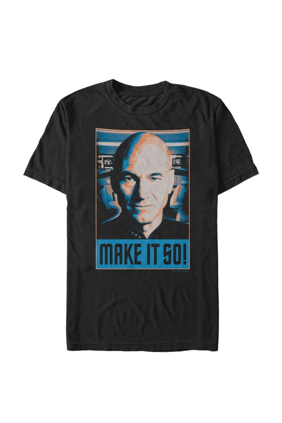 Men's Star Trek: The Next Generation Picard Bridge Make It So Frame Graphic Tee Black Medium