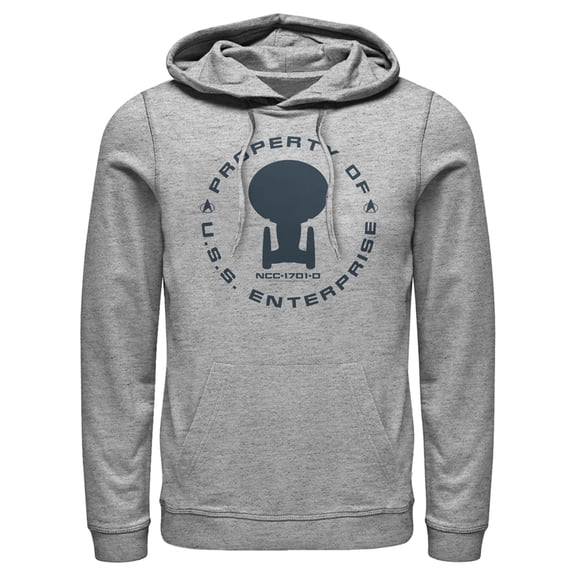 Men's Star Trek: The Next Generation Property Of The USS Enterprise Pull Over Hoodie Athletic Heather Large