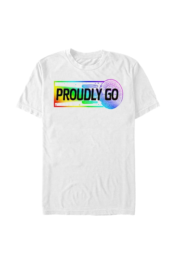 Men's Star Trek: The Next Generation Rainbow Proudly Go  Graphic Tee White X Large