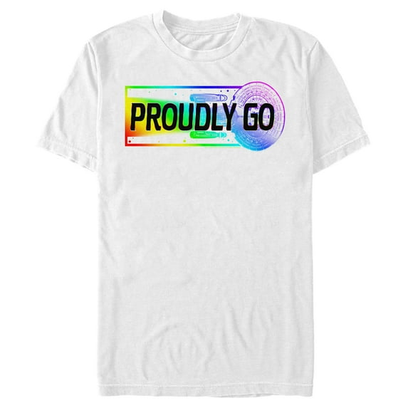 Men's Star Trek: The Next Generation Rainbow Proudly Go Graphic Tee White X Large