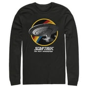 Men's Star Trek: The Next Generation Rainbow USS Enterprise Circle Galaxy Stars Long Sleeve Shirt Black Medium