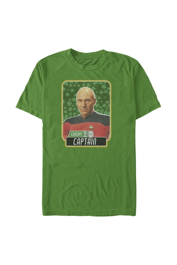 Men's Star Trek: The Next Generation St. Patrick's Day Lucky Captain Picard  Graphic Tee Kelly Green Small
