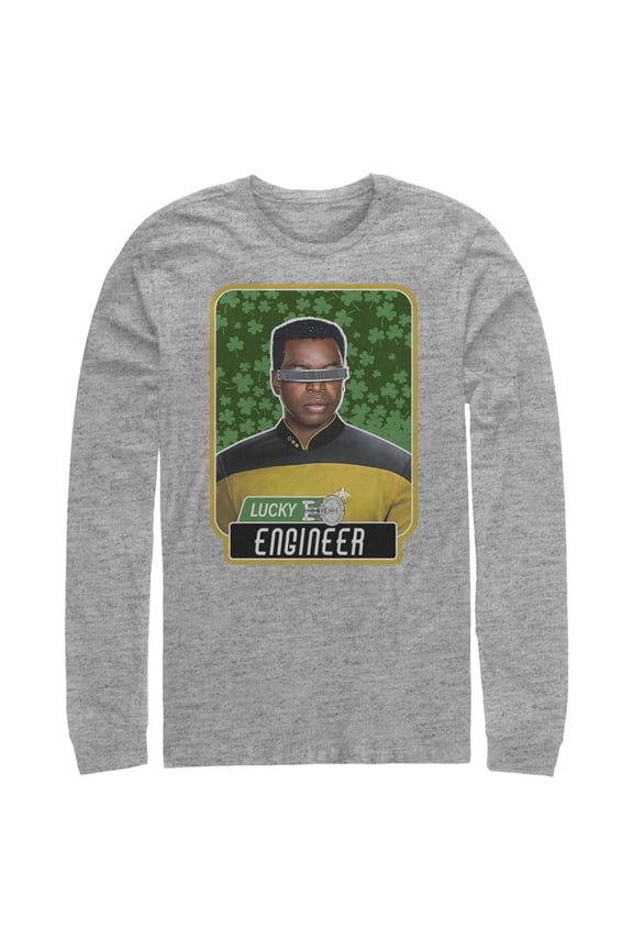 Men's Star Trek: The Next Generation St. Patrick's Day Lucky Engineer La Forge Long Sleeve Shirt Athletic Heather X Large