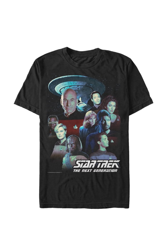 Men's Star Trek: The Next Generation Starfleet Classic Color Crew Poster Graphic Tee Black 2X Large