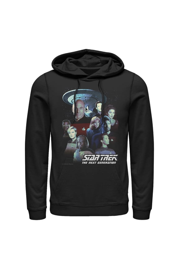 Men's Star Trek: The Next Generation Starfleet Classic Color Crew Poster  Pull Over Hoodie Black X Large