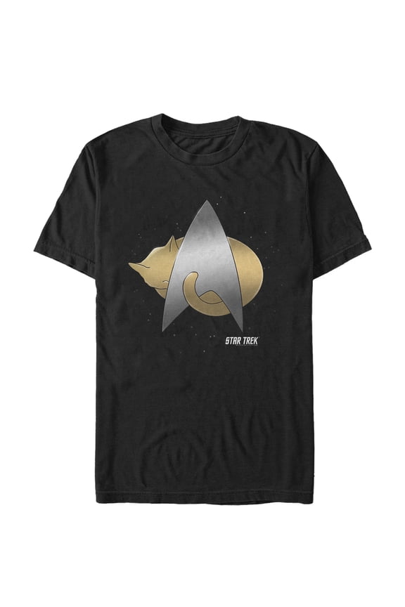 Men's Star Trek: The Next Generation Starfleet Cozy Cat Emblem  Graphic Tee Black Large