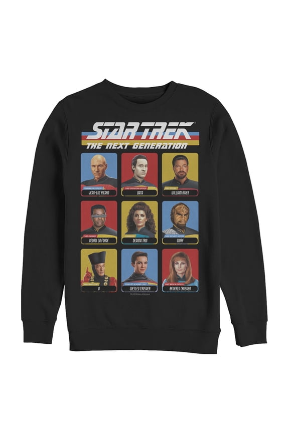 Men's Star Trek: The Next Generation Starfleet Crew Portraits Playing Cards Frame  Sweatshirt Black Large