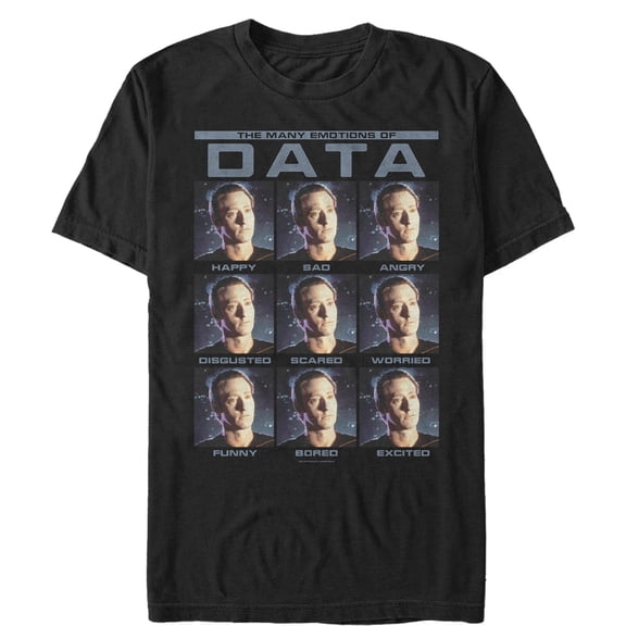 Men's Star Trek: The Next Generation The Many Emotions Of Commander Data Graphic Tee Black Large