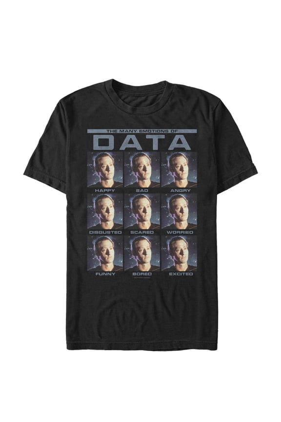 Men's Star Trek: The Next Generation The Many Emotions Of Commander Data Graphic Tee Black Large