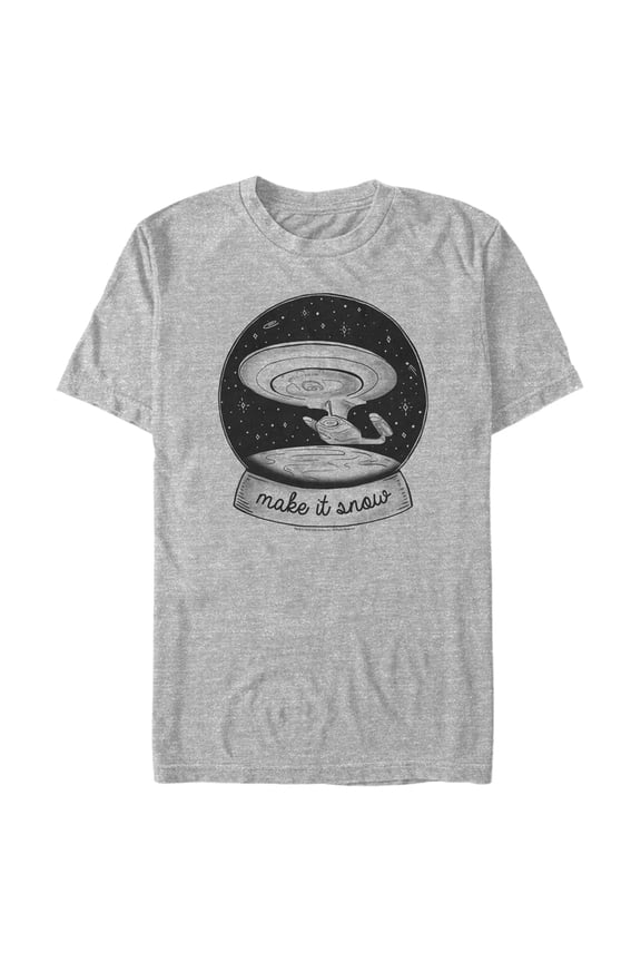 Men's Star Trek: The Next Generation USS Enterprise Captain Picard Make It Snow  Graphic Tee Athletic Heather Large