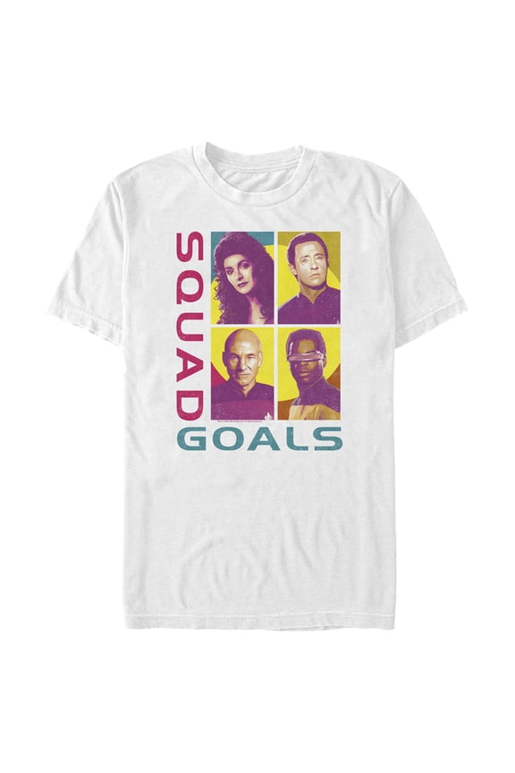 Men's Star Trek: The Next Generation USS Enterprise Crew Squad Goals Graphic Tee White 2X Large
