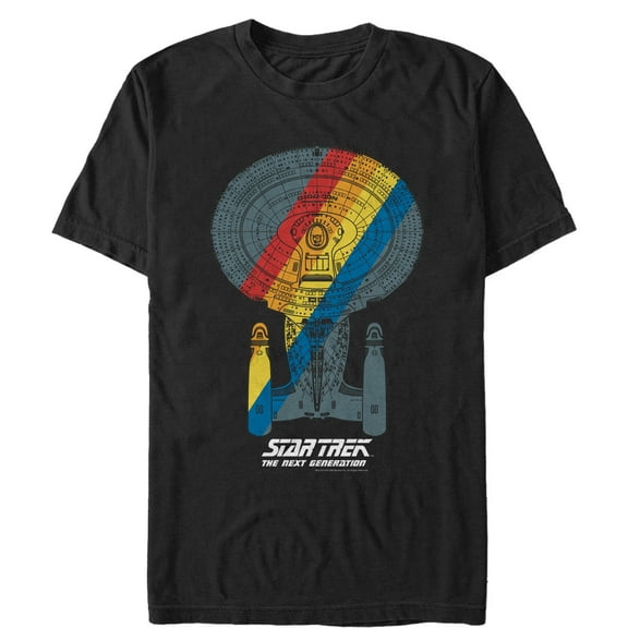 Men's Star Trek: The Next Generation USS Enterprise Rainbow Streak  Graphic Tee Black Large