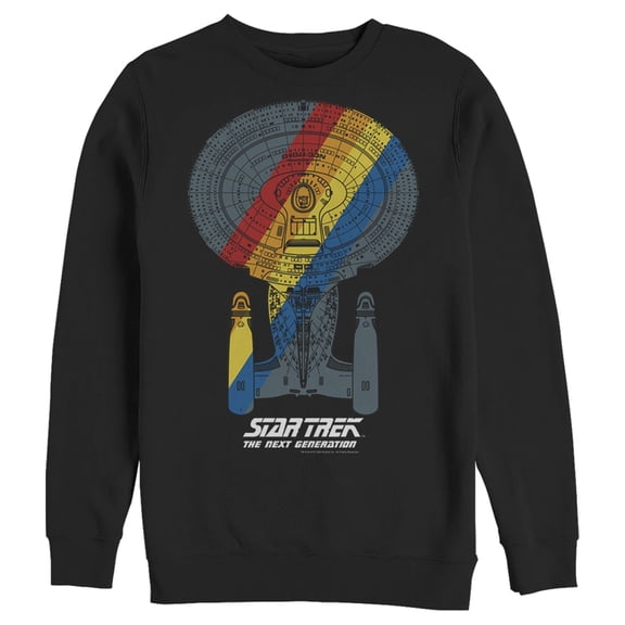 Men's Star Trek: The Next Generation USS Enterprise Rainbow Streak Sweatshirt Black 3X Large