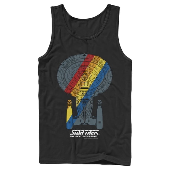 Men's Star Trek: The Next Generation USS Enterprise Rainbow Streak Tank Top Black Small