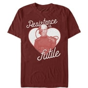 Men's Star Trek: The Next Generation Valentine's Day Borg Picard Resistance Is Futile Graphic Tee Cardinal Medium