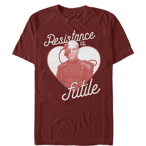 Men's Star Trek: The Next Generation Valentine's Day Borg Picard Resistance Is Futile  Graphic Tee Cardinal Medium