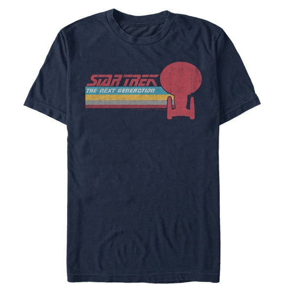 Men's Star Trek: The Next Generation Vertical Retro Rainbow Logo  Graphic Tee Navy Blue 2X Large