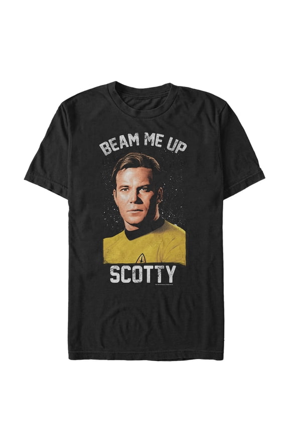 Men's Star Trek: The Original Series Captain Kirk, Beam Me Up Scotty  Graphic Tee Black Large