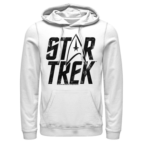 Men's Star Trek: The Original Series Distressed Logo  Pull Over Hoodie White 3X Large