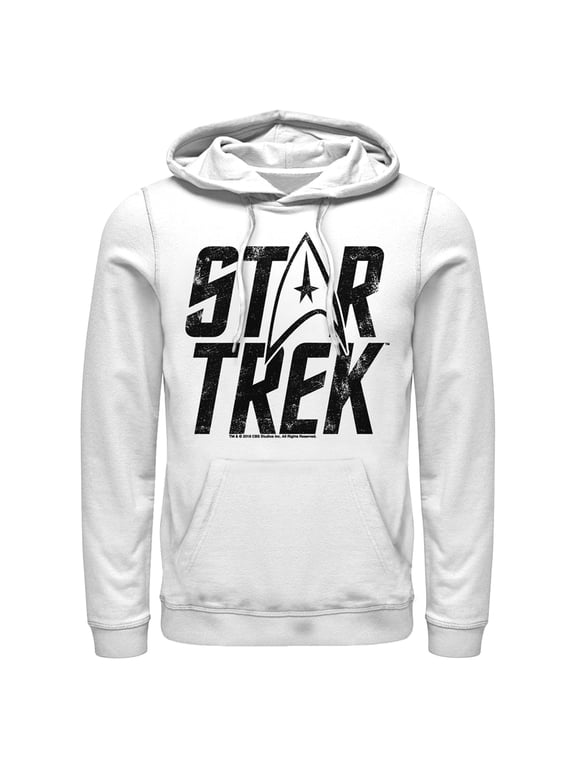 Men's Star Trek: The Original Series Distressed Logo Pull Over Hoodie White Medium