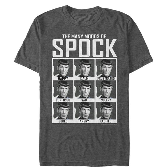 Men's Star Trek: The Original Series Many Moods of Spock Graphic Tee Charcoal Heather Large