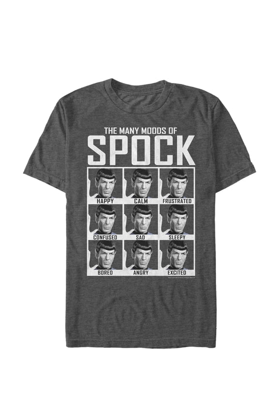 Men's Star Trek: The Original Series Many Moods of Spock Graphic Tee Charcoal Heather Large