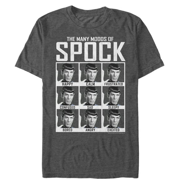 Men's Star Trek: The Original Series Many Moods of Spock Graphic Tee Charcoal Heather Small