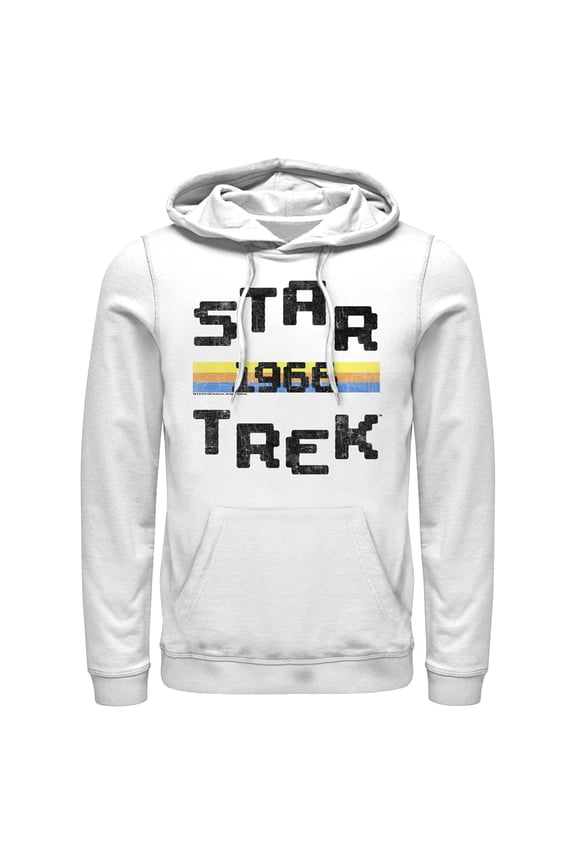 Men's Star Trek: The Original Series Retro Pixel 1966 Pull Over Hoodie White Small