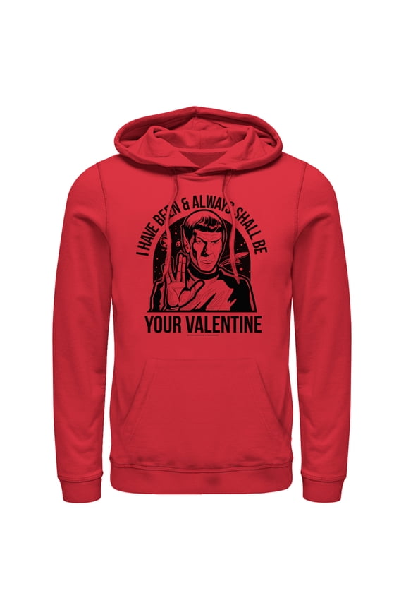 Men's Star Trek: The Original Series Spock Always Shall Be Valentine Pull Over Hoodie Red Small