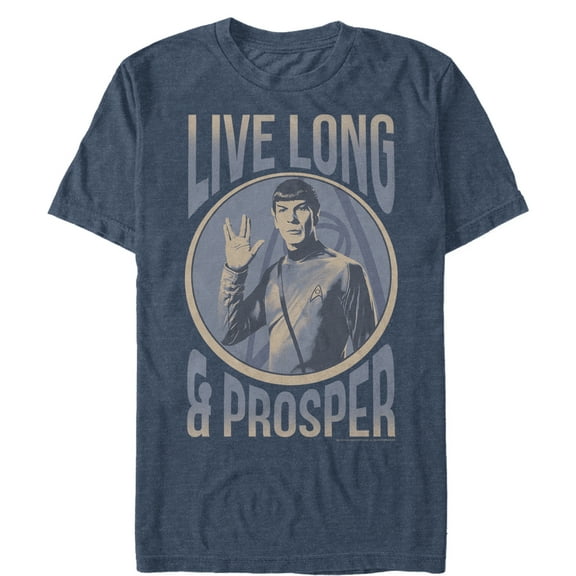 Men's Star Trek: The Original Series Spock Live Long & Prosper Circle Graphic Tee Navy Blue Heather 2X Large