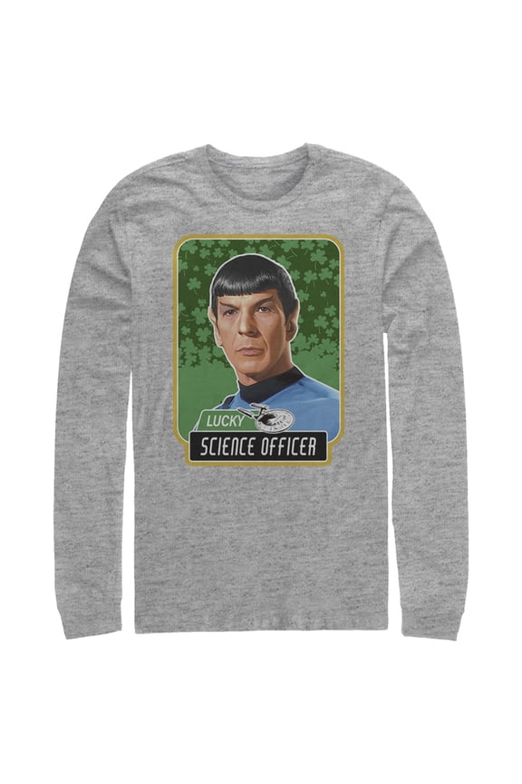 Men's Star Trek: The Original Series St. Patrick's Day Spock Lucky Science Officer  Long Sleeve Shirt Athletic Heather Large