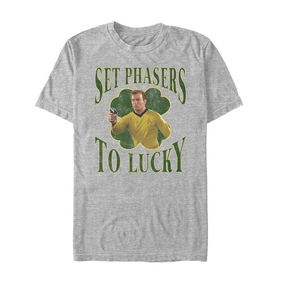 Men's Star Trek: The Original Series St. Patrick's Kirk Phasers to Lucky  Graphic Tee Athletic Heather 2X Large