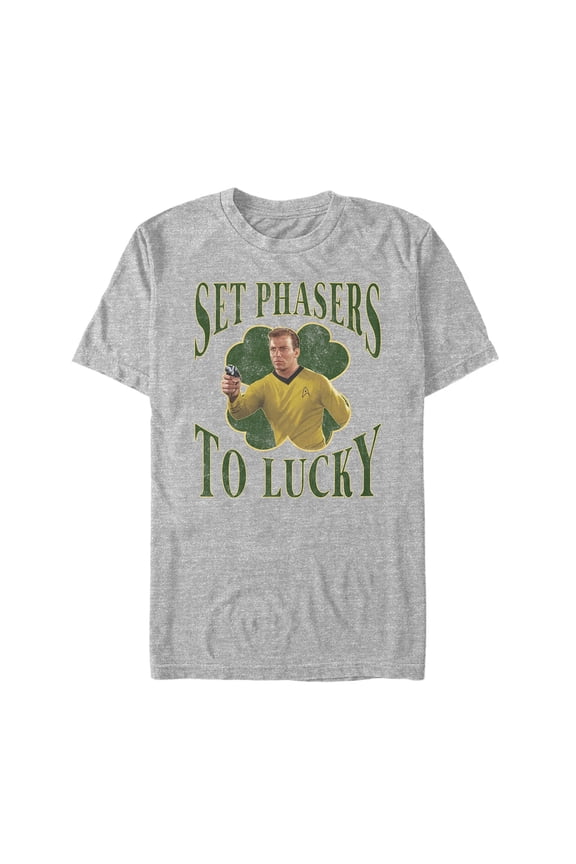Men's Star Trek: The Original Series St. Patrick's Kirk Phasers to Lucky  Graphic Tee Athletic Heather Large