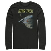 Men's Star Trek: The Original Series USS Enterprise Discovering New Worlds In Space Long Sleeve Shirt Black X Large