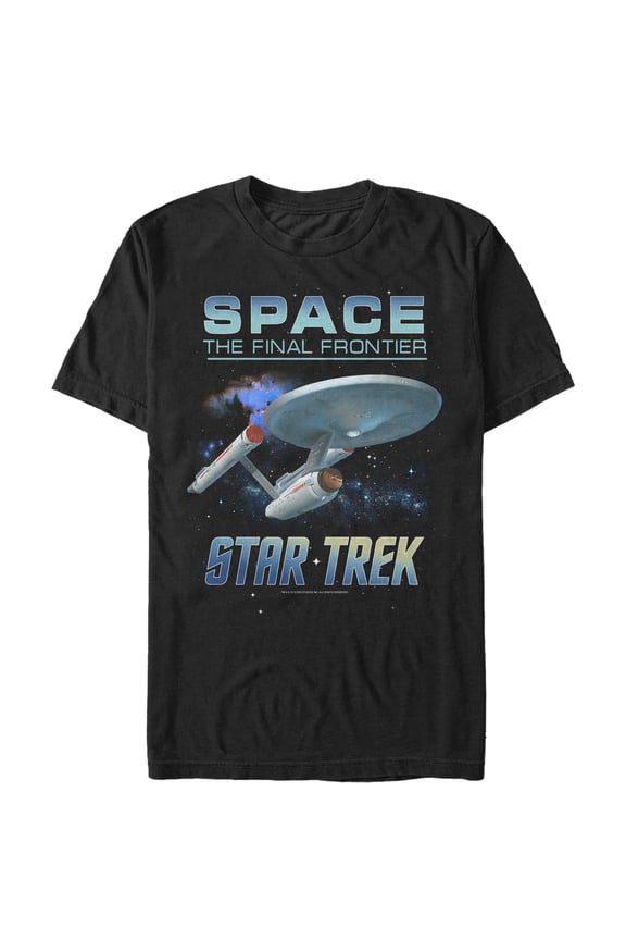 Men's Star Trek: The Original Series USS Enterprise Space The Final Frontier Graphic Tee Black 2X Large