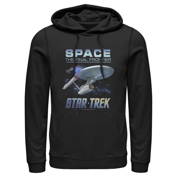 Men's Star Trek: The Original Series USS Enterprise Space The Final Frontier Pull Over Hoodie Black Medium