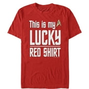 Men's Star Trek This Is My Lucky Red Shirt Graphic Tee Red Medium