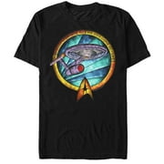 Men's Star Trek USS Enterprise Stained Glass To Boldly Go Graphic Tee Black Small