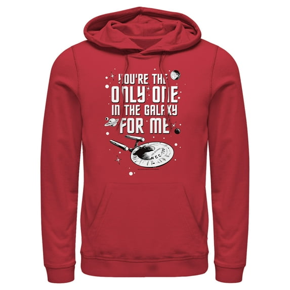 Men's Star Trek Valentine's Day Your The Only One In The Galaxy For Me Pull Over Hoodie Red Large