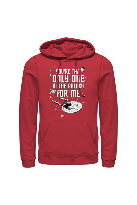 Men's Star Trek Valentine's Day Your The Only One In The Galaxy For Me  Pull Over Hoodie Red X Large
